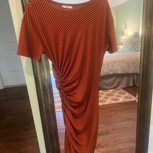Zara Orange Dolman Sleeve Midi Dress